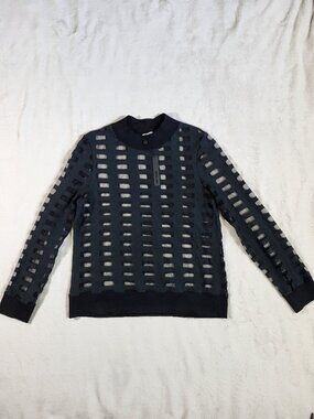 Suki + Solaine Windowpane Sweatshirt 60% Wool - Medium | NWT